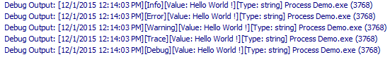 logging debug output