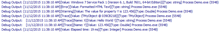 logging output console