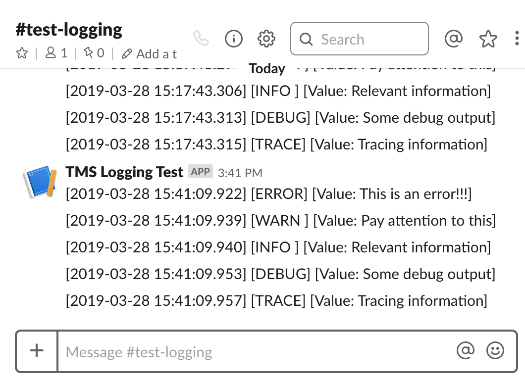 logging output slack