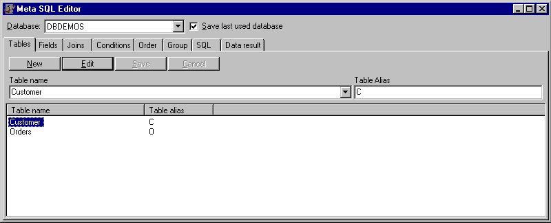metasql tables
