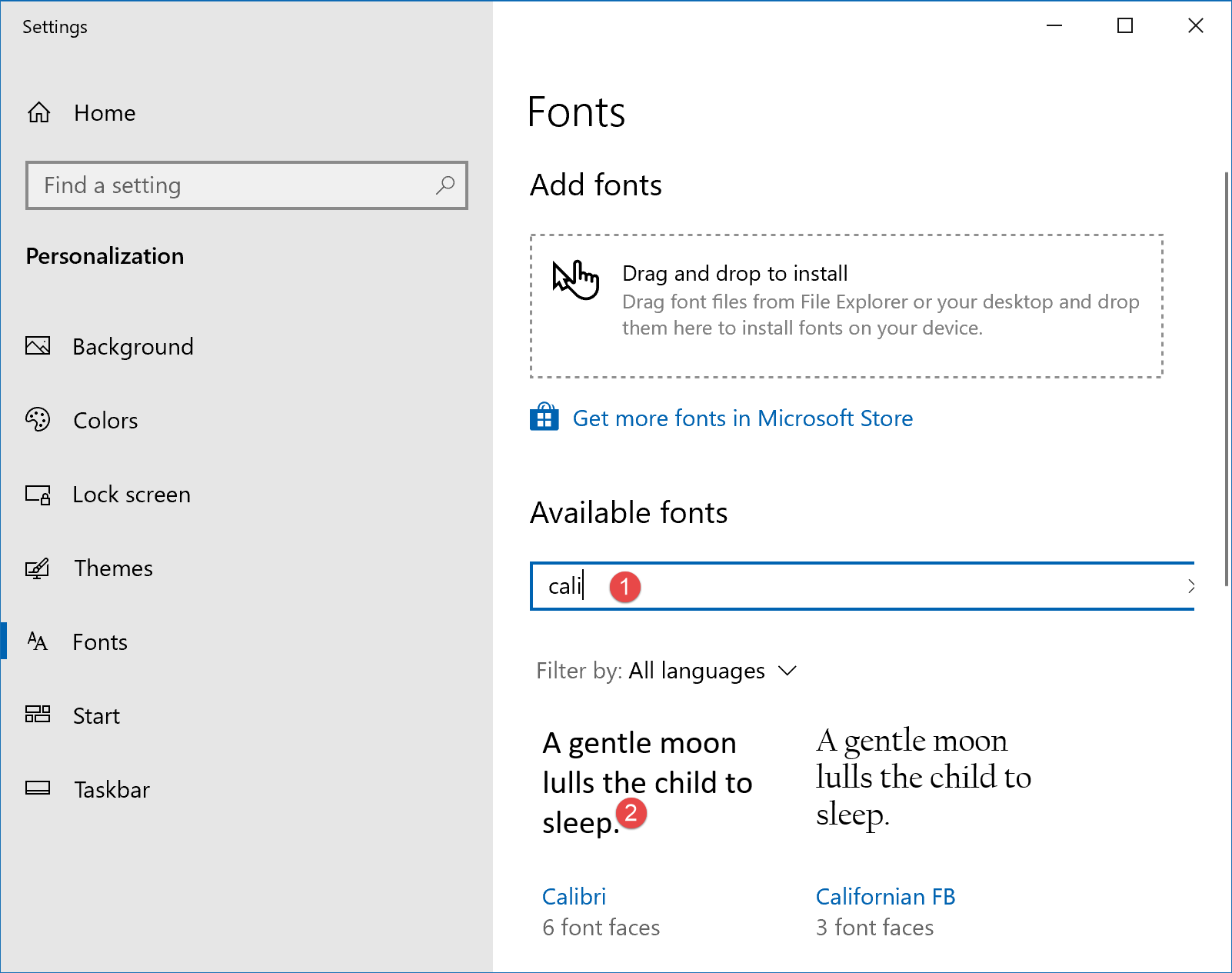 windows font dialog