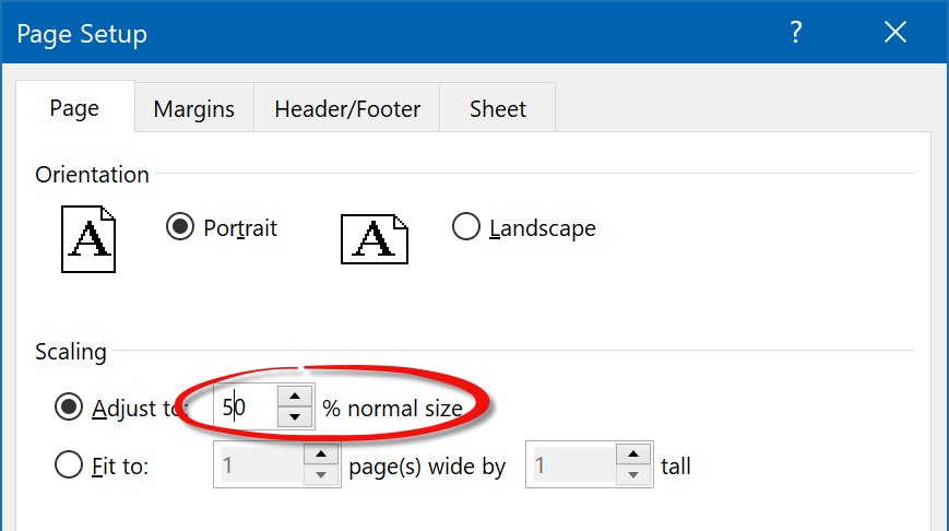 cell indent page setup
