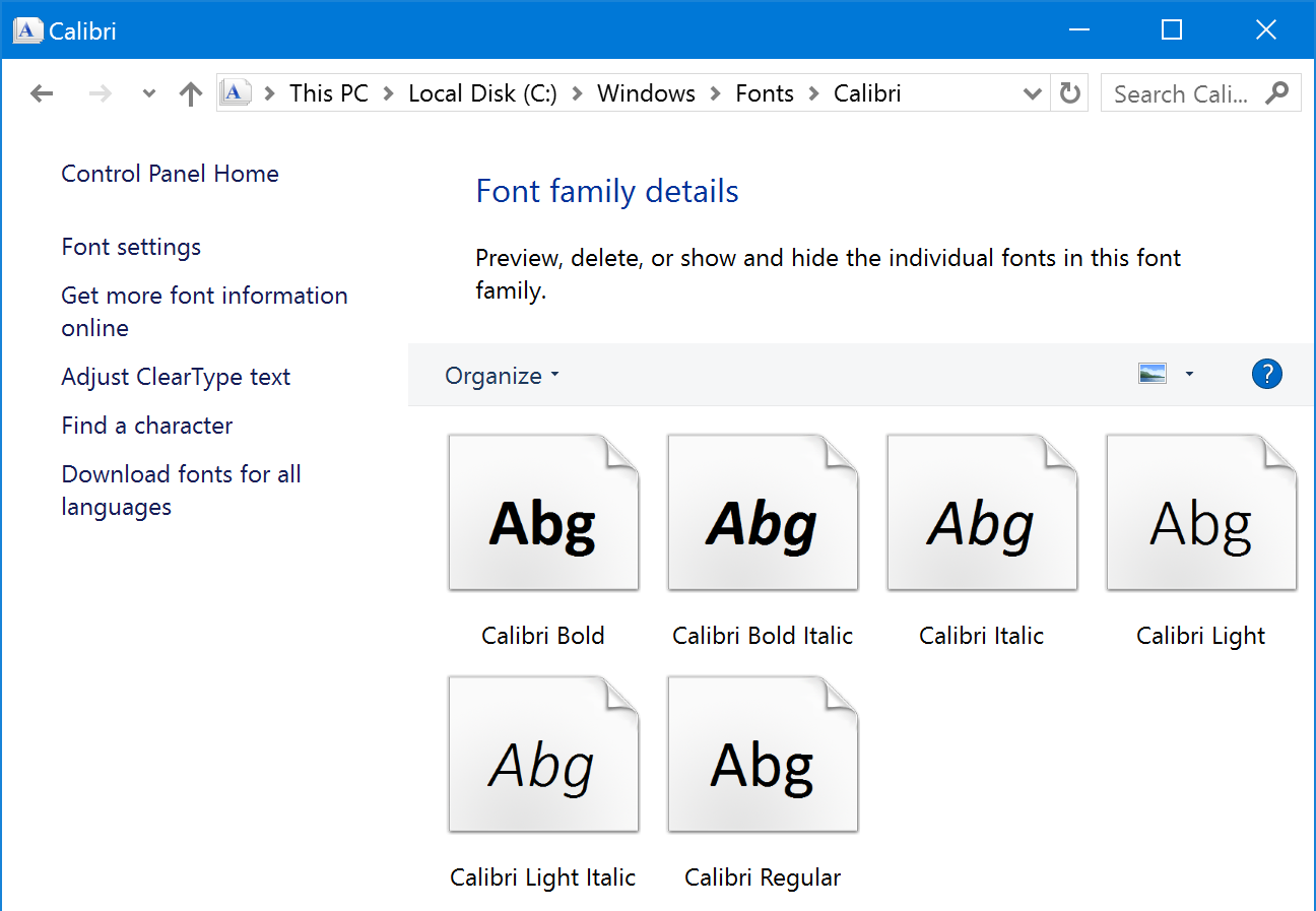 font variations
