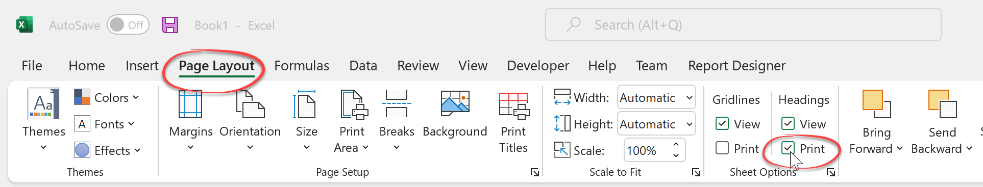 print headings