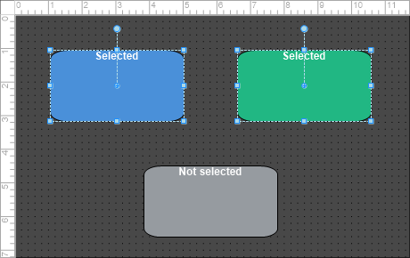 A diagram with multiple selected blocks showing group selection handles