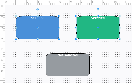 A diagram with multiple selected blocks showing group selection handles