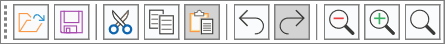 Blox edit toolbar with open, save, clipboard, history, and zoom buttons