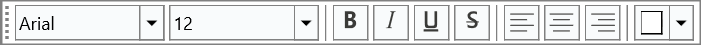 Blox text-format toolbar with font, style, alignment, and color controls