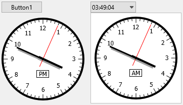 Analog time selector with second hand
