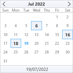 Multiple individual dates selected