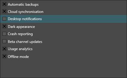 The same checked list box in the dark theme