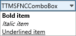 Combo box drop-down list