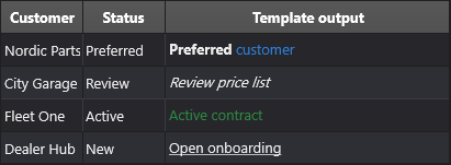 HTML template rendering (dark theme)