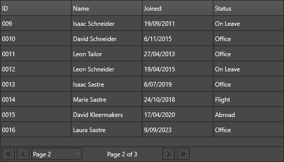 DataGrid using paging for a larger dataset