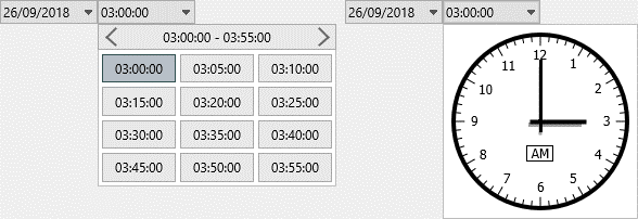 Date-time picker with analog time selector