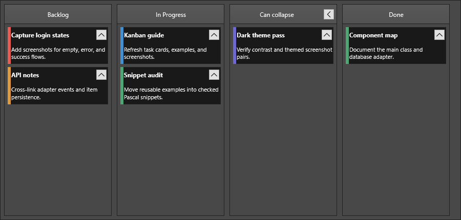 KanbanBoard column with an expand and collapse button