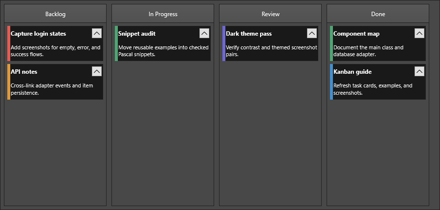 KanbanBoard after moving an item to another column