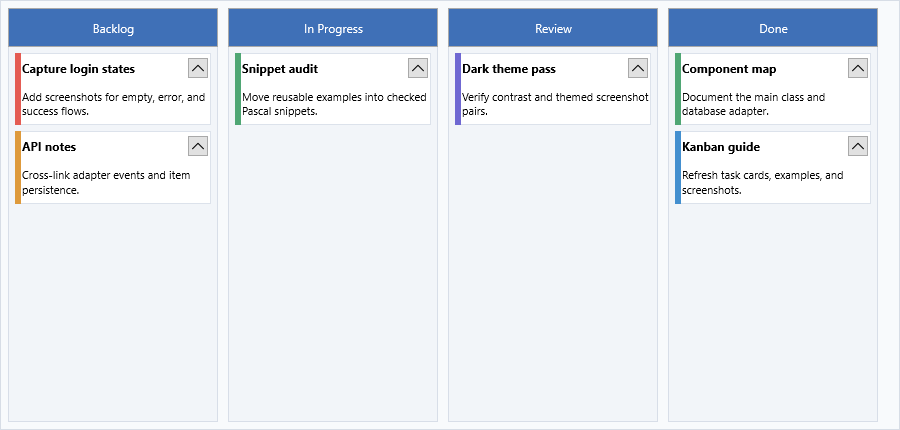 KanbanBoard after moving an item to another column