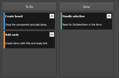 KanbanBoard with two columns
