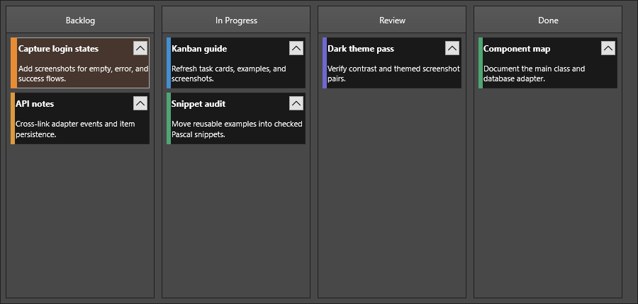 KanbanBoard item with a colored mark and customized item appearance