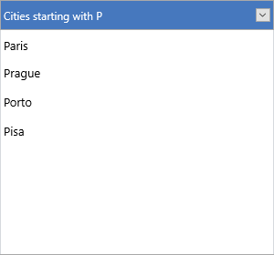 A list box showing only the items that match the active filter