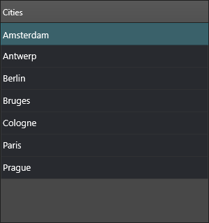 A list box with multiple selected rows and a sort indicator in the header