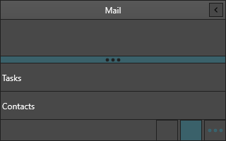 Navigation panel showing the draggable splitter between items and buttons