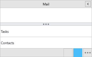 Navigation panel showing the draggable splitter between items and buttons