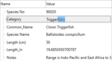 Object inspector bound to dataset fields