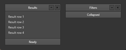 The same expanded and collapsed panels in the dark theme