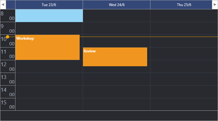The same multi-select planner with navigation buttons in a dark theme