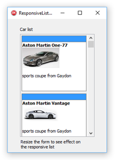 Responsive list rendering items in a narrow layout