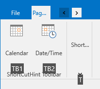 Compact toolbar hint — pressing the hint opens the toolbar dropdown