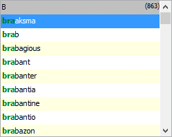 Banded list with category filter count