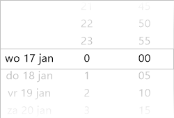 TTMSFNCSpinner with date and time columns