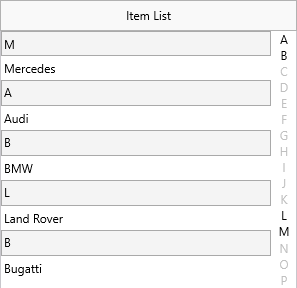 Unsorted alphabetic categories — two 'B' sections visible