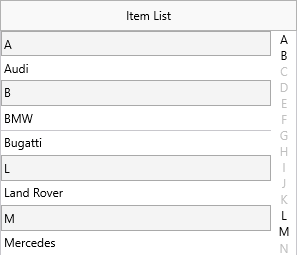 Alphabetic categories after sorting