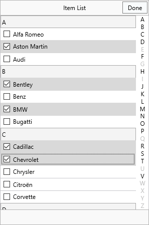 TableView in edit mode with checkboxes visible
