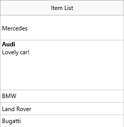 Items rendered from an HTML template with CAPTION and NOTES placeholders