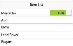 Item with a progress bar accessory at 75%