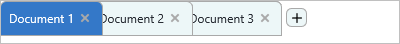 Document tabs with close buttons and an insert button
