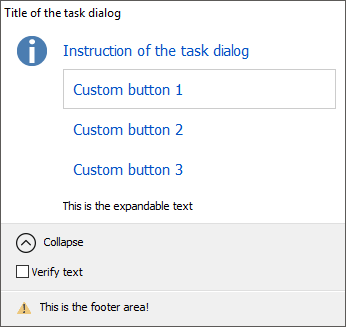 Task dialog expanded