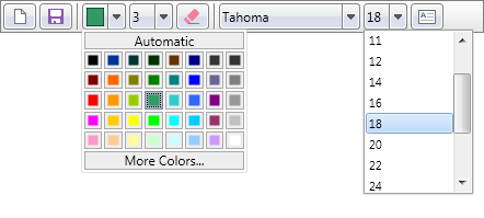 Toolbar with buttons and picker controls