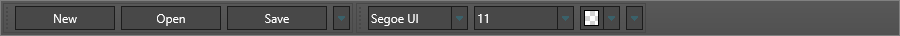 Dock panel with two draggable toolbars, each showing a drag grip