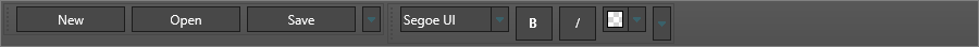 Dock panel hosting a file toolbar and a formatting toolbar