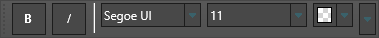 Formatting bar with bold and italic buttons, a separator, and font-name, font-size, and color pickers
