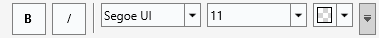 Formatting bar with bold and italic buttons, a separator, and font-name, font-size, and color pickers