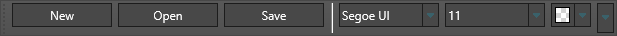 Document-editor formatting toolbar with File buttons, a separator, and font-name, font-size, and color pickers