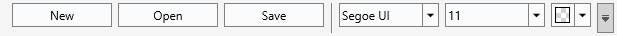 Document-editor formatting toolbar with File buttons, a separator, and font-name, font-size, and color pickers