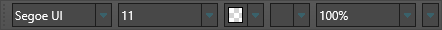Toolbar showing font-name, font-size, color, bitmap, and item pickers